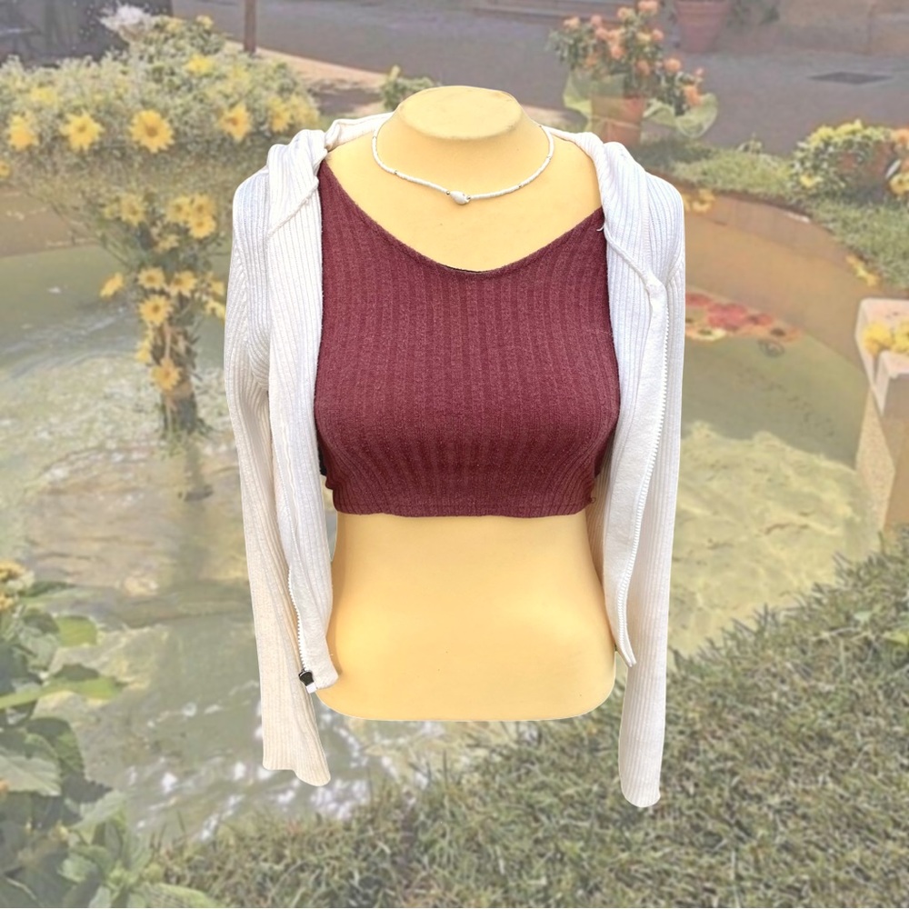 ・❥・ribbed purple long sleeve crop top・❥・